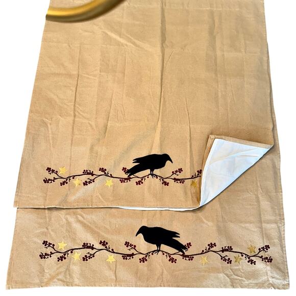 English Cottage Crow & Berry Panels Park Designs Set of 2 Cotton Lined 35"x35" - Picture 8 of 11